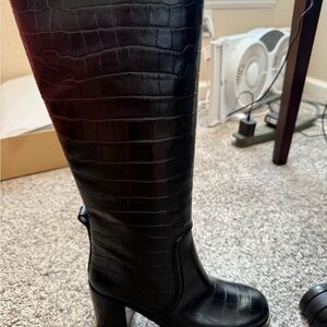 Michael Kors Black Croc-Patterned Heeled Boots